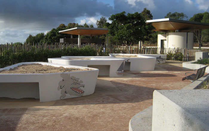 Architecturally designed sand pits at Sydney Park 