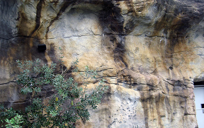 Fake rock cliff concealing the pump room - Seal Cove